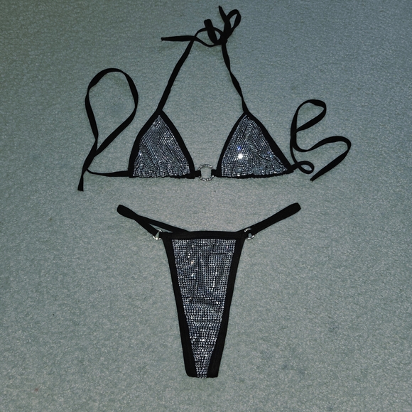 Dolls Kill Black and Silver Sequin Shapewear Set - Picture 3 of 5